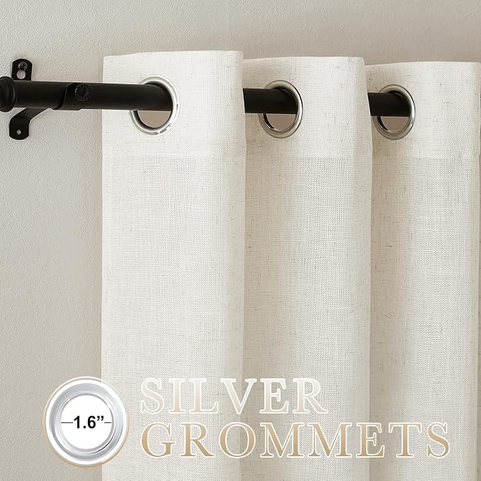NICETOWN Natural Linen Curtains & Drapes 72 inches Length, Grommet Privacy - Image 2