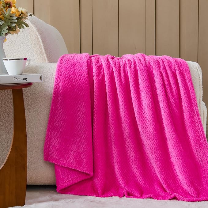 NEWCOSPLAY Super Soft Throw Blanket Hot Pink Premium Silky Flannel Fleece - Image 2