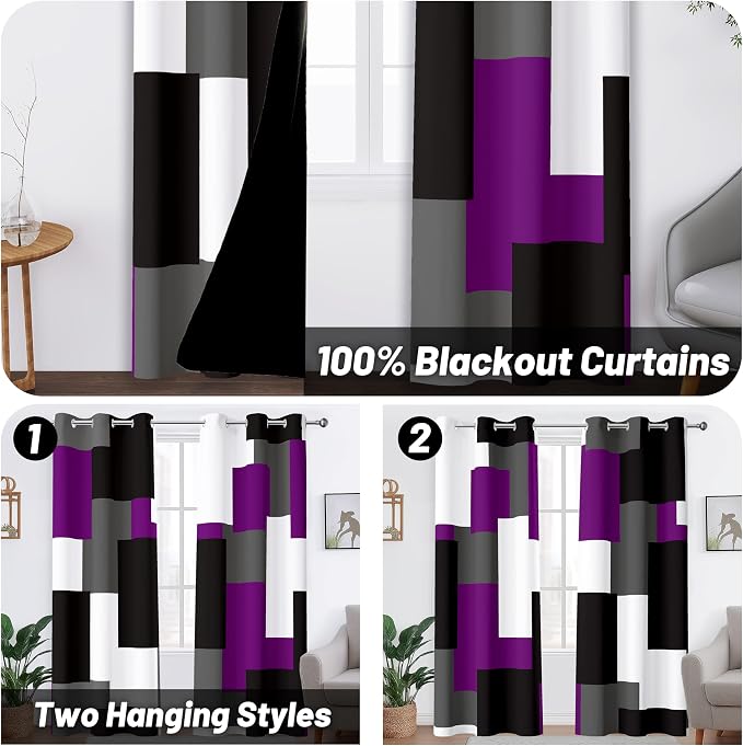 Tyrot Purple 100% Blackout Curtains - Image 2