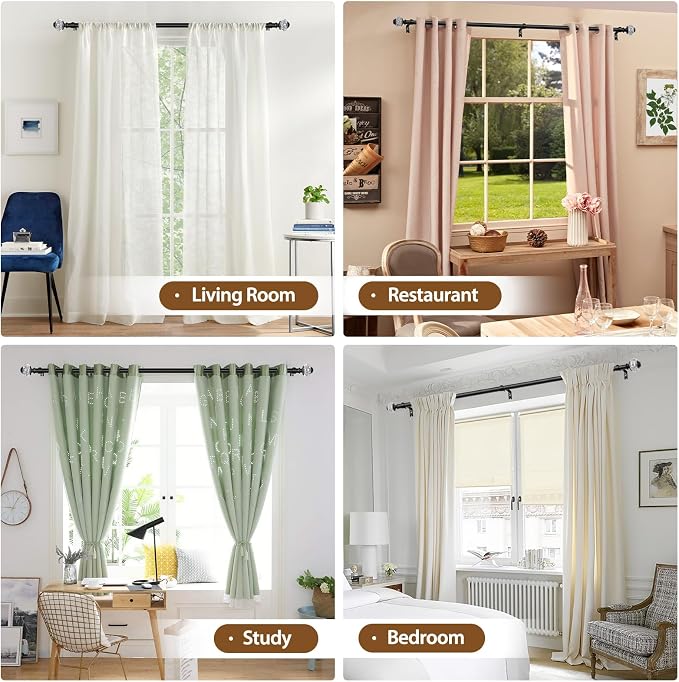 Black Curtain Rod, USFOOK 7/8 Inch Curtain Rods - Image 6