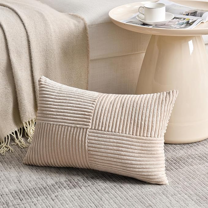 Fancy Homi 2 Packs Tan Lumbar Decorative Throw Pillow Covers 14x24 Inch - Image 2