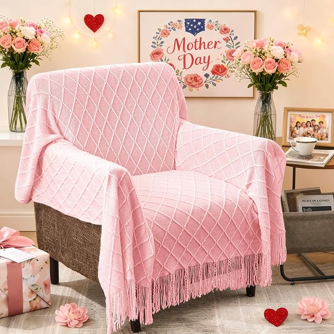 inhand Pink Knitted Throw Blanket - Image 5