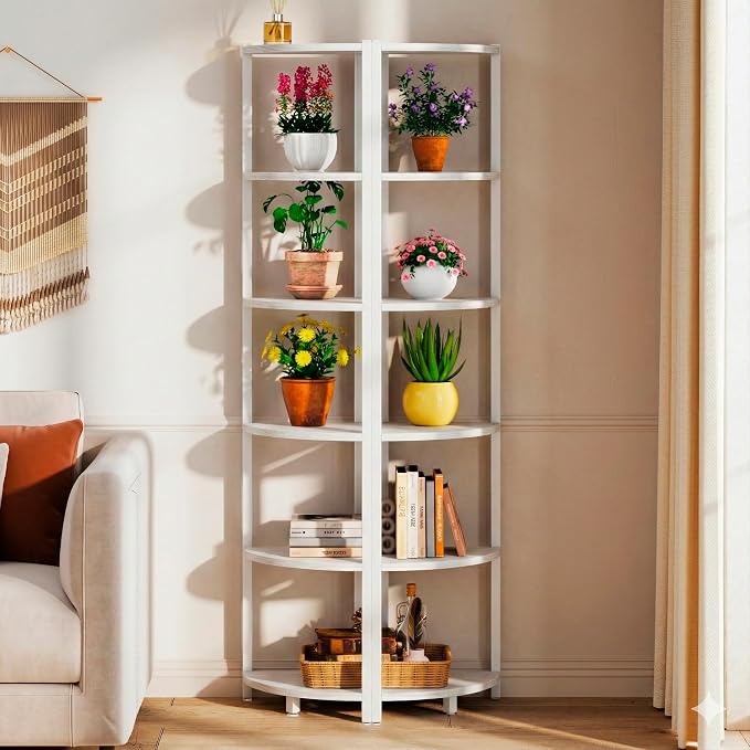 Corner Shelf with LED Lights, 6-Tier Corner Bookshelf - Image 7