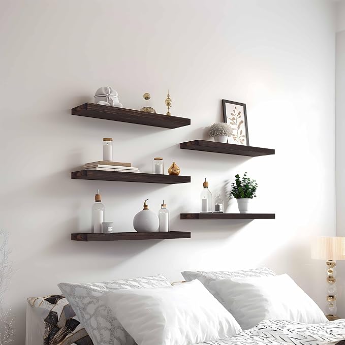 PHPH Wood Floating Shelves for Wall, Wooden Wall Shelves for Bedroom - Image 2