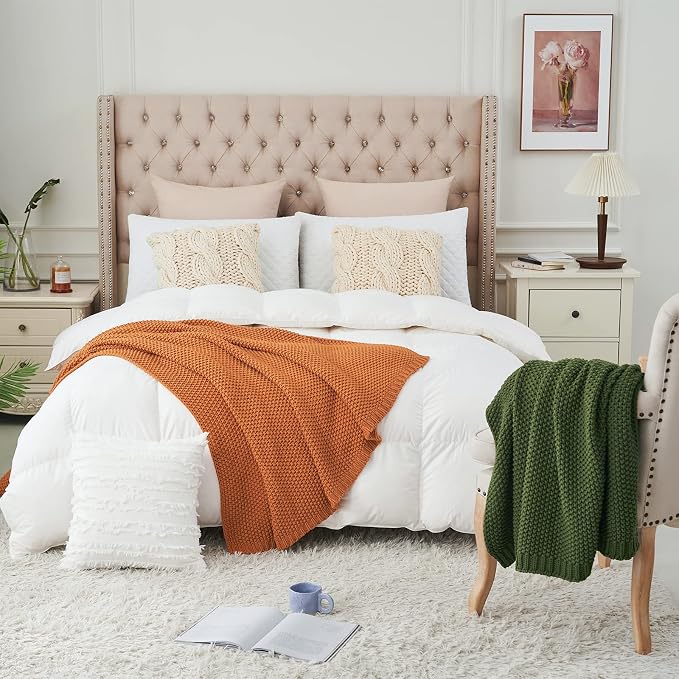 Chunky Cable Knit Throw Blanket Lightweight Burnt Orange 100% Organic Cotton - Image 5