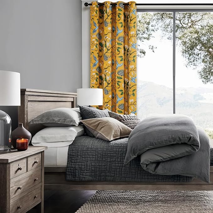 Topfinel Mustard Yellow Curtains, Aesthetic Unique Rustic Thermal Insulated - Image 6