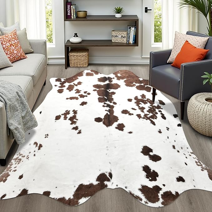 Easycozy Faux Cowhide Cow Print Rug: 5.2 x 6.2 Western Decor Faux Cowhide - Image 4