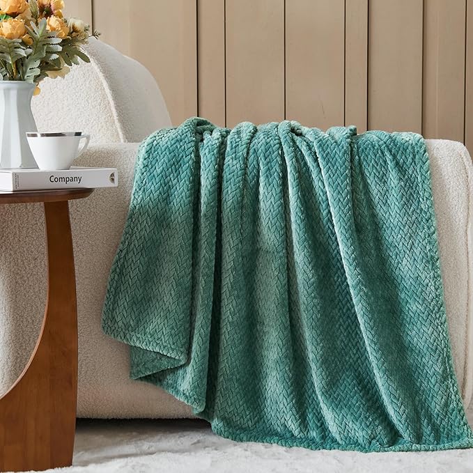 NEWCOSPLAY Super Soft King Blanket Light Teal Premium Silky Flannel Fleece - Image 8