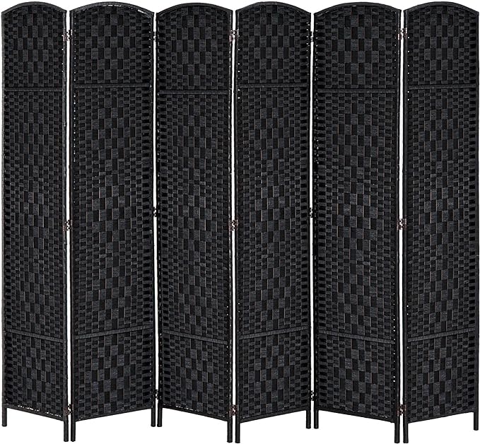 HOMCOM Room Divider, 6 Panel Folding Privacy Screen, 6FT Tall Portable Wicker by HOMCOM