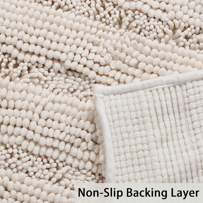 Turquoize Chenille Bathroom Rugs Set Non-Slip Bath Mats Extra Soft and - Image 4