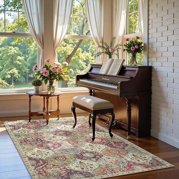 Lahome Moroccan Trellis Washable Small Area Rug, 3x5 Black Rug - Image 3