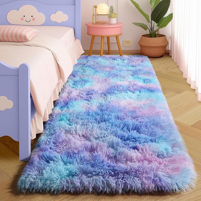 Amdrebio Purple Rainbow 2x6 Runner Area Rugs by Amdrebio