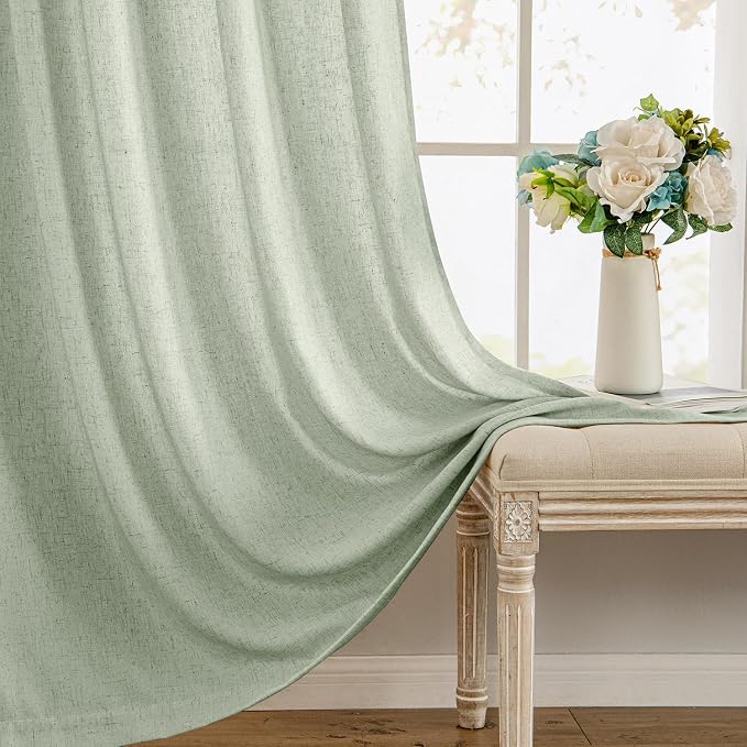 MIULEE Non-See-Through Privacy Linen Curtains 2 Panels, Light Filtering Window - Image 8
