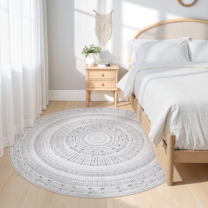 cotiled 6x6 Round Area Rug Living Room: Washable Boho Rugs - Image 2