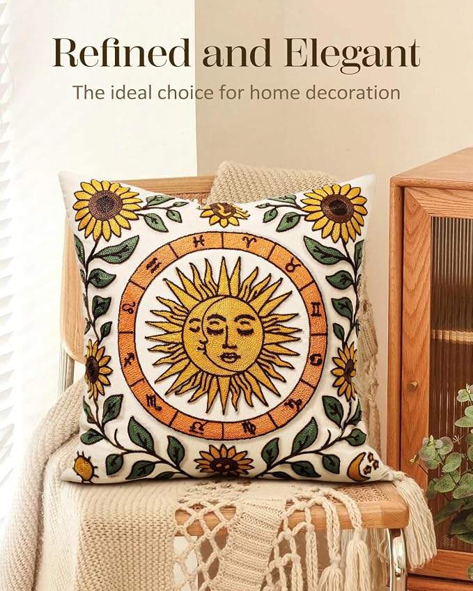 Embroidered Throw Pillow Cover 18x18 Inch - Image 5