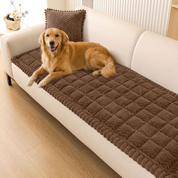 Smiry Non Slip Couch Covers for Dogs, Fuzzy Pet Couch Covers for 2-3 Cushion by Smiry