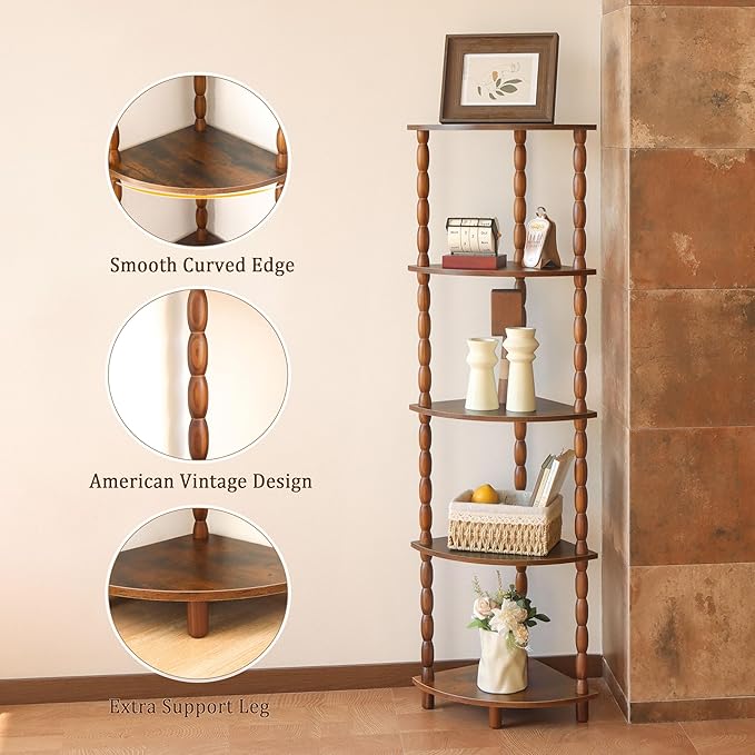 MaxSmeo Corner Shelf, 5-Tier Corner Bookshelf - Image 4