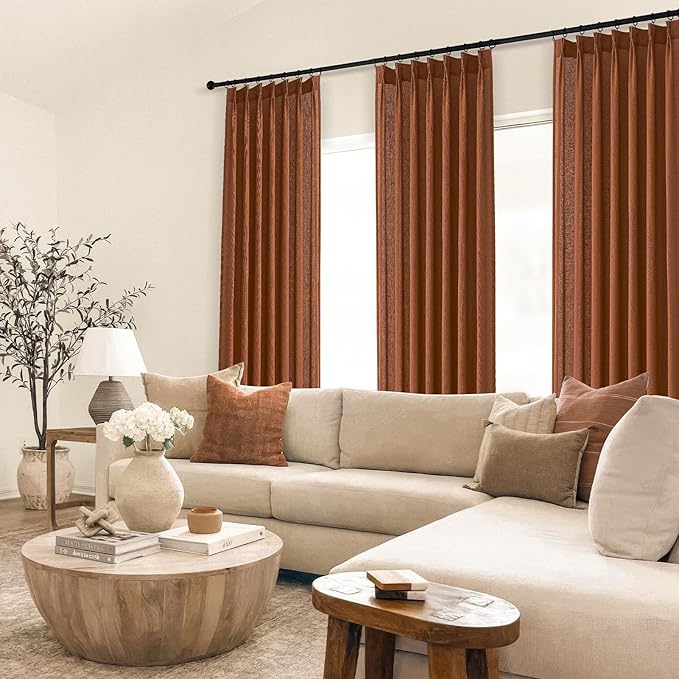 Topfinel 102 Inches Long Rust Colored Pinch Pleated Sheer Curtains - Image 7