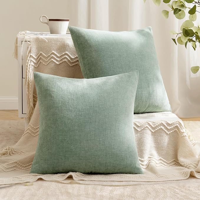 MIULEE Greyish Green Couch Pillow Covers 18x18 Inch - Image 4