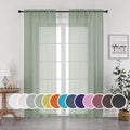 OWENIE Sage Green Sheer Curtains 96 Inches Long 2 Panels Set, Elegant Sheer by OWENIE