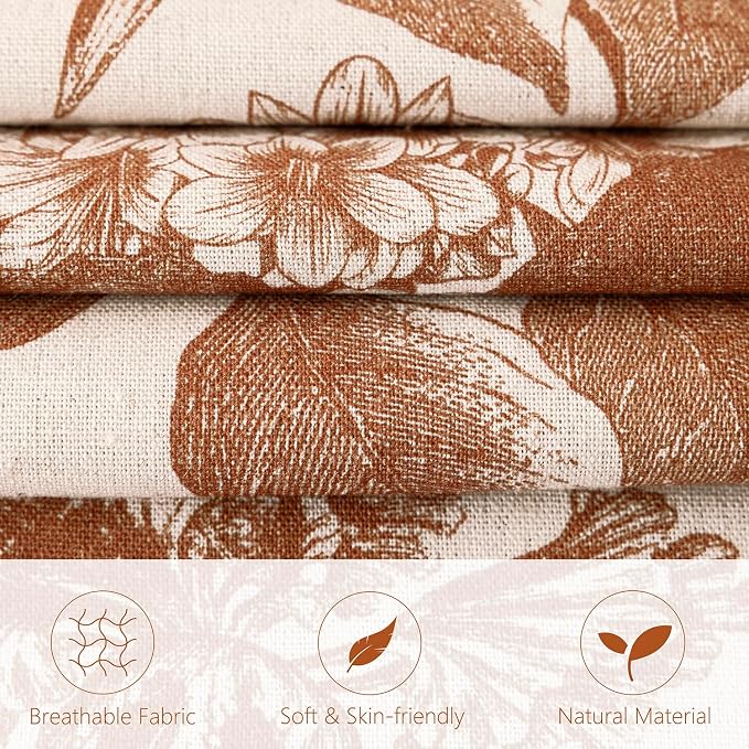 Foindtower Set of 2 Linen Floral Throw Pillow Covers Vintage Accent Print - Image 2
