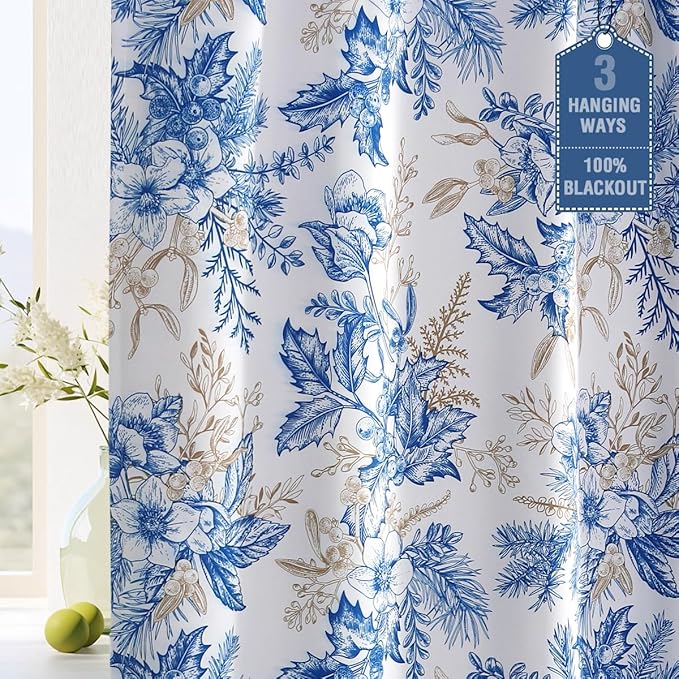 H.VERSAILTEX 100% Blackout Curtains 108 inch Length 2 Panels Vintage Floral by HVERSAILTEX