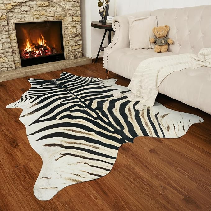 AROGAN Western Faux Fur Zebra Rug, 8 x 10 Feet Premium Animal Skin Print Rug - Image 8