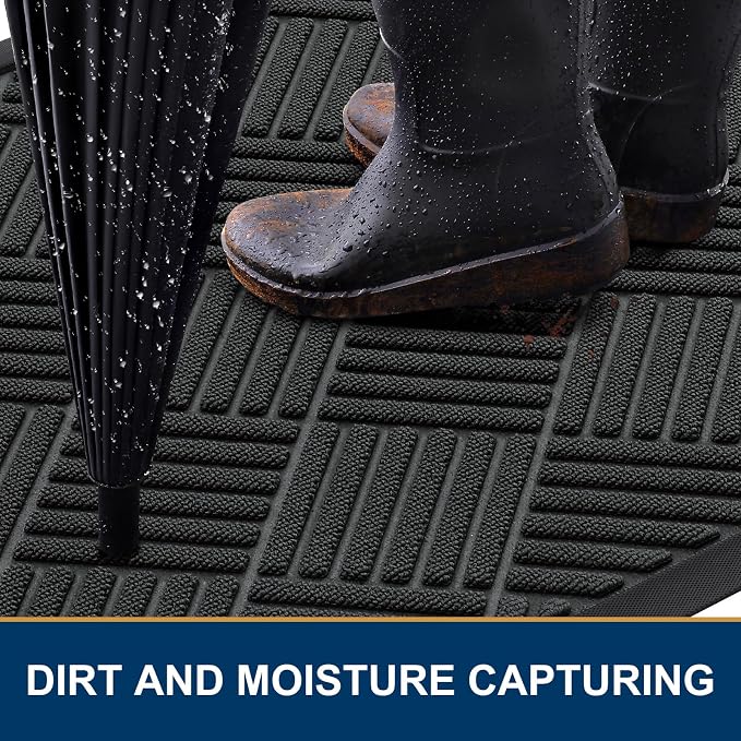 Smiry Front Door Mat Outside Entrance, Heavy Duty Outdoor Indoor Natural Rubber - Image 4