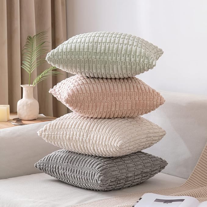 MIULEE Pack of 2 Corduroy Decorative Throw Pillow Covers 20x20 Inch Soft Boho - Image 5