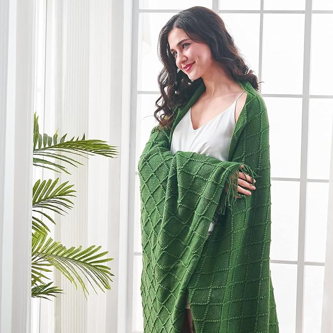 inhand Green Knitted Throw Blanket - Image 7
