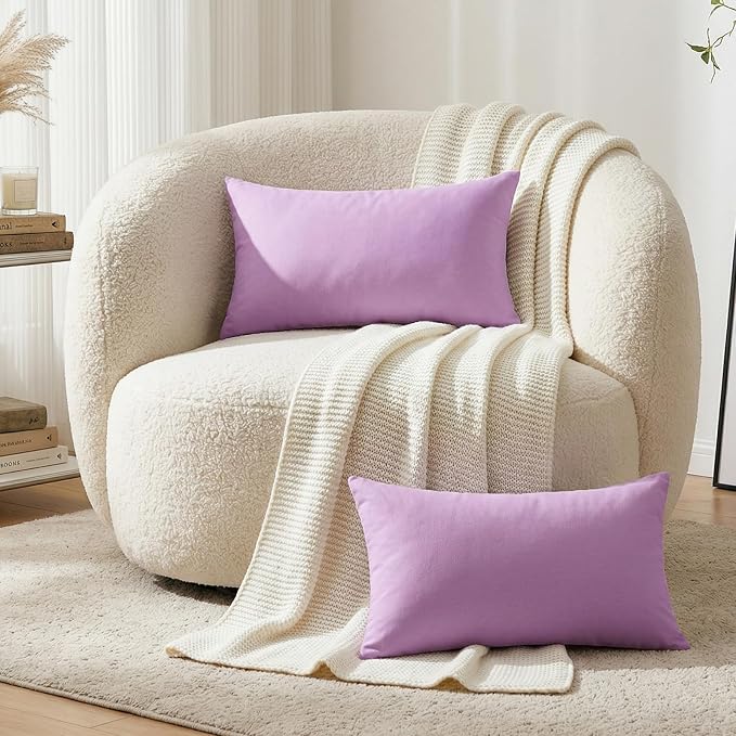 Thmyo 4-Pack 100% Cotton Lumbar Comfortable Solid Decorative Throw Pillow Case - Image 4