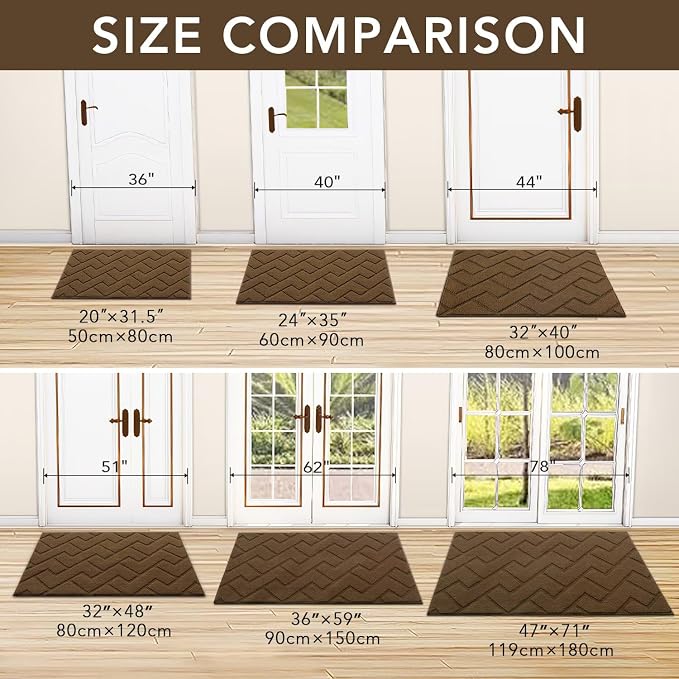 hicorfe Indoor Doormat, Front Back Door Mat TPR Backing Non Slip Mats 20"x31.5" - Image 2