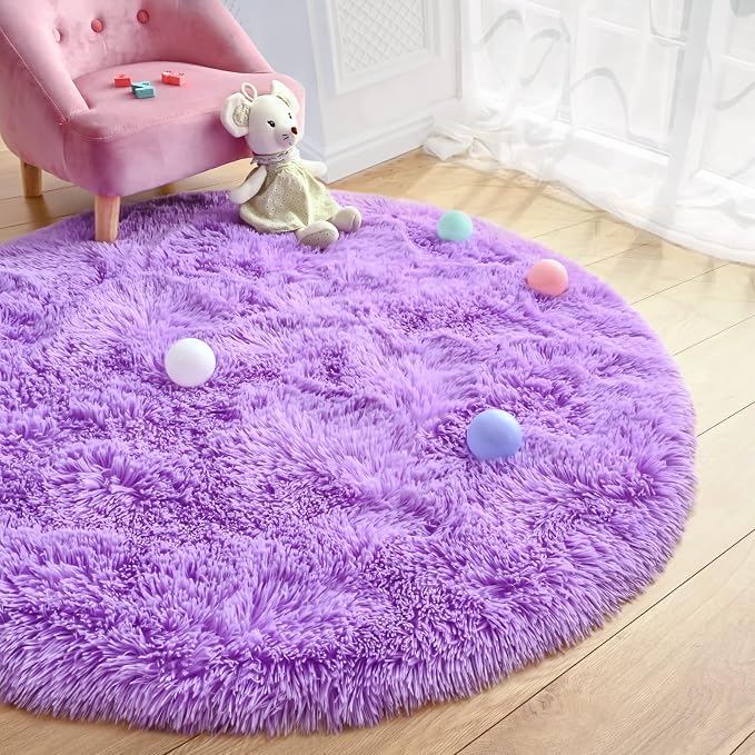 Merelax Soft Area Rug for Livingroom Bedroom, Machine Washable 4'Round Kids - Image 2