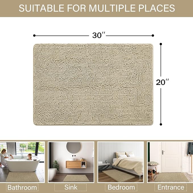 LOCHAS Luxury Bathroom Rug Shaggy Bath Mat 20 x 30 Inch, Washable Non Slip Bath - Image 3