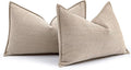 MIULEE Pack of 2 Beige Decorative Lumbar Pillow Covers 12x20 Inch Soft Chenille by MIULEE