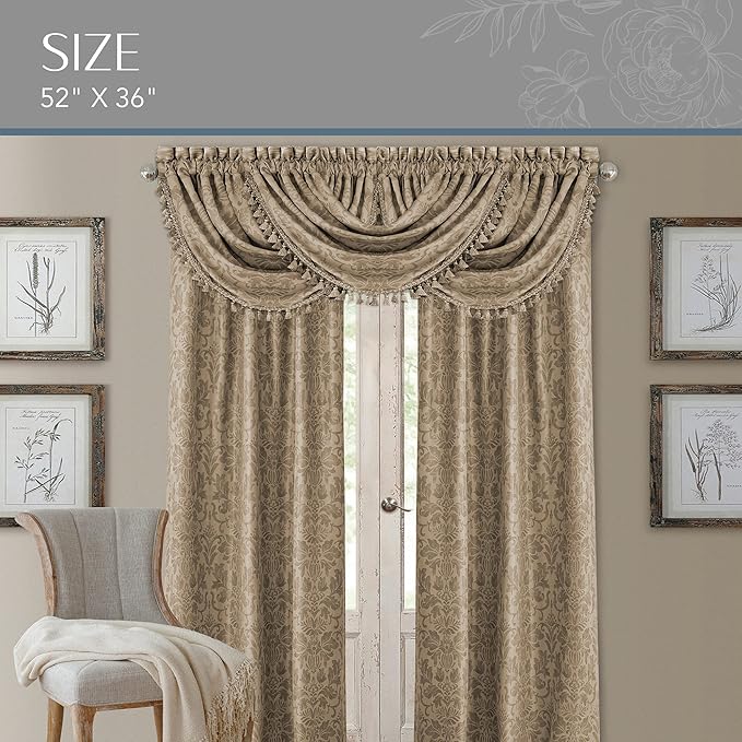 Elrene Home Fashions Antonia Floral Damask Waterfall Window Valance - Image 3