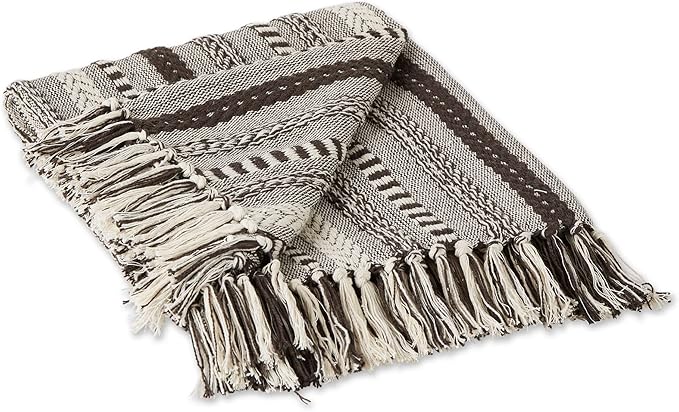DII Braided Striped Decorative Throw Blanket, Dark Brown by DII