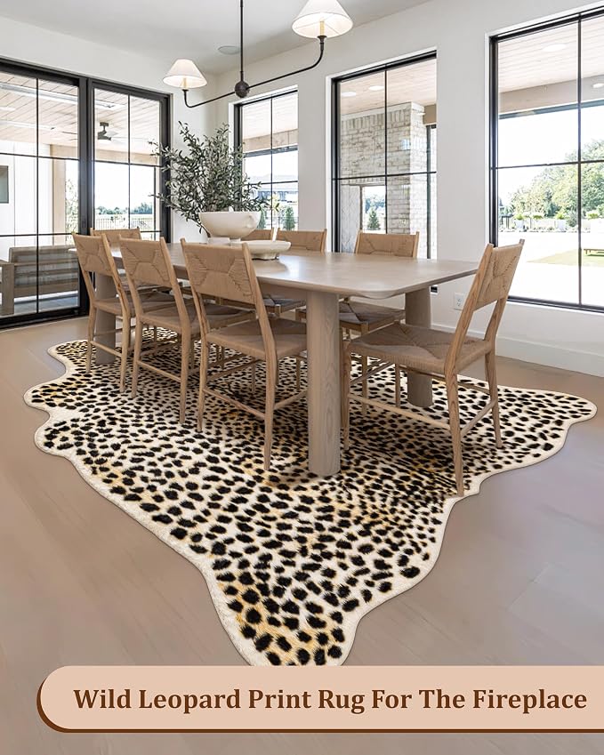 Leopard Rug Cheetah Print Carpet: 6.2x8.2ft Large Faux Skin Mat Animal Print - Image 8