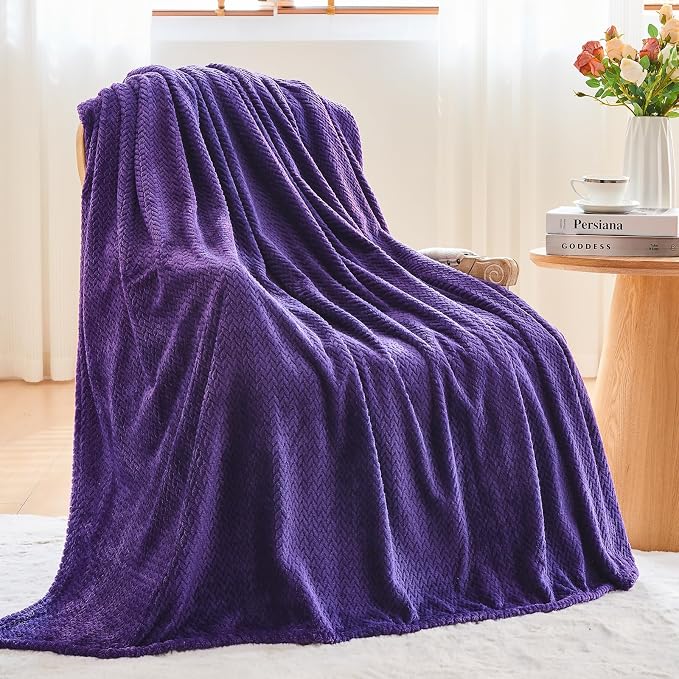 NEWCOSPLAY Super Soft Throw Blanket Dark Purple Premium Silky Flannel Fleece - Image 3