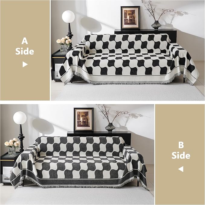 MEETSKY Oversized Sofa Cover Black Couch Cover - Image 4