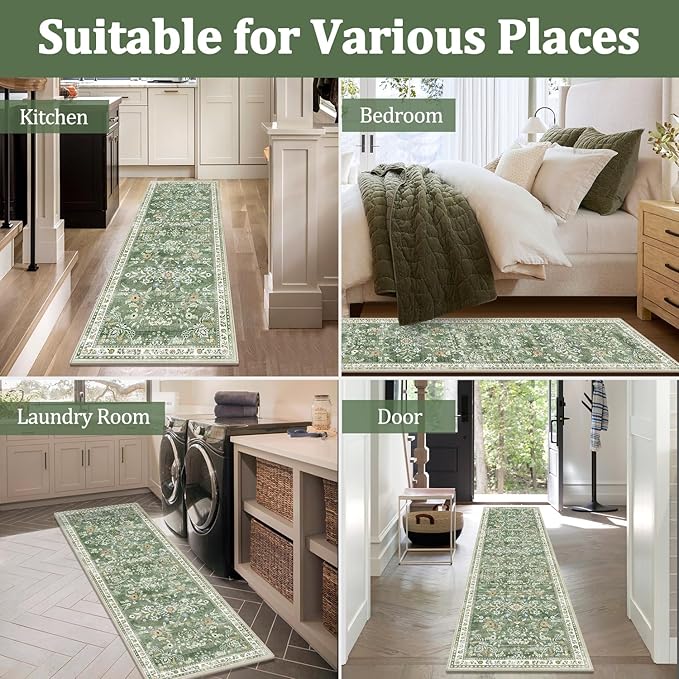 Yamaziot Washable Runner Rug 2x4 – Non Slip Boho Floral Hallway Runner Rug - Image 6