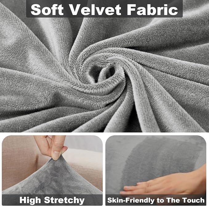 NAISI Sectional Couch Cover 1 Piece Velvet Separate Chaise Lounge Cover Soft - Image 3