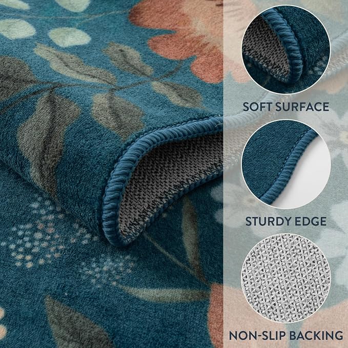 Lahome Floral Washable 6x9 Area Rugs, Soft Bedroom Rug - Image 6