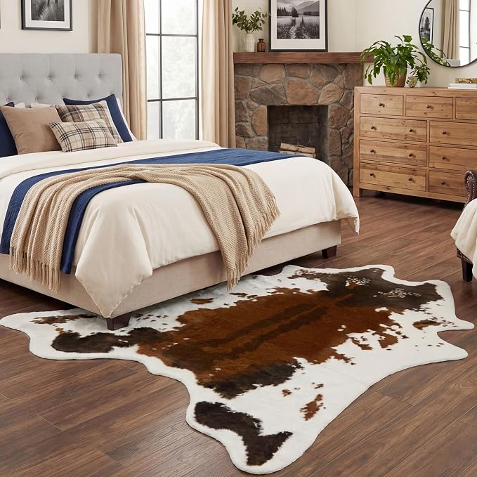 JONIYEAR Large Durable Faux Cowhide Area Rug 4.9 x 6.56 Feet, Premium Cow Print - Image 4