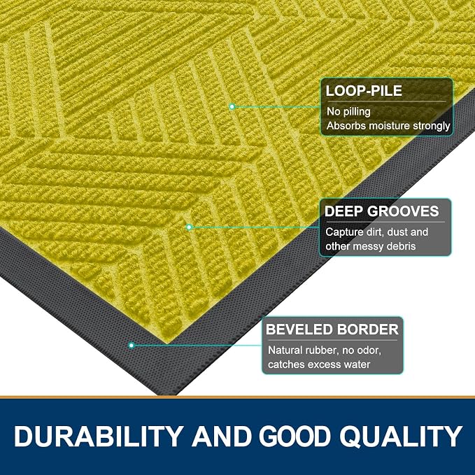 Smiry Front Door Mat Outside Entrance, Heavy Duty Sturdy Natural Rubber Doormat - Image 4