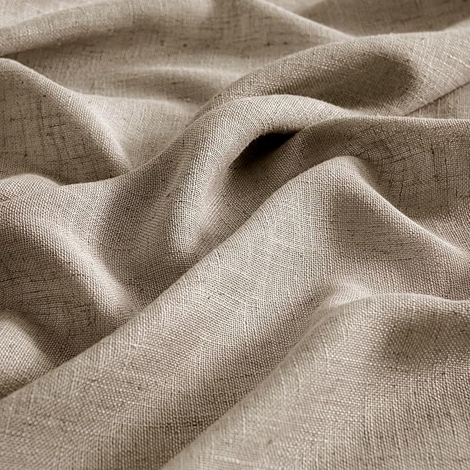 MIULEE Taupe Grey Linen Curtains 84 Inch Length 2 Panels - Image 4