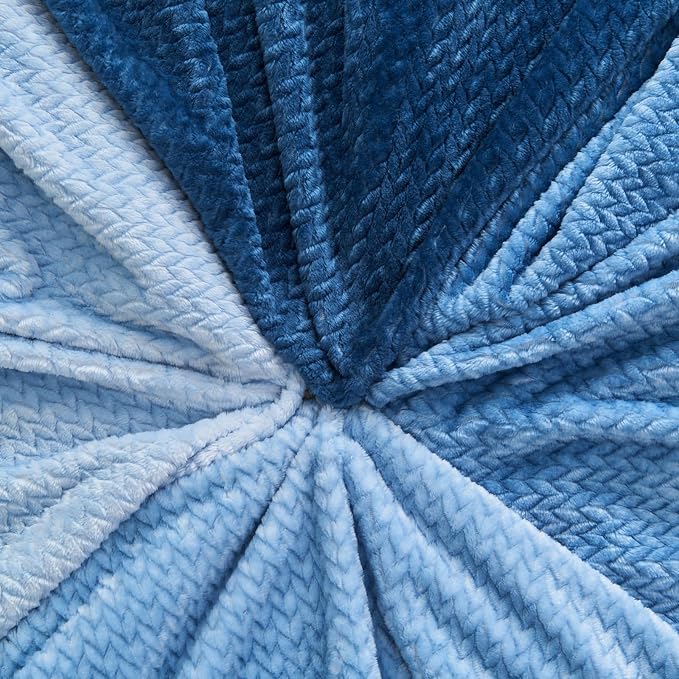 NEWCOSPLAY Super Soft Throw Blanket Ombre Blue Premium Silky Flannel Fleece - Image 6