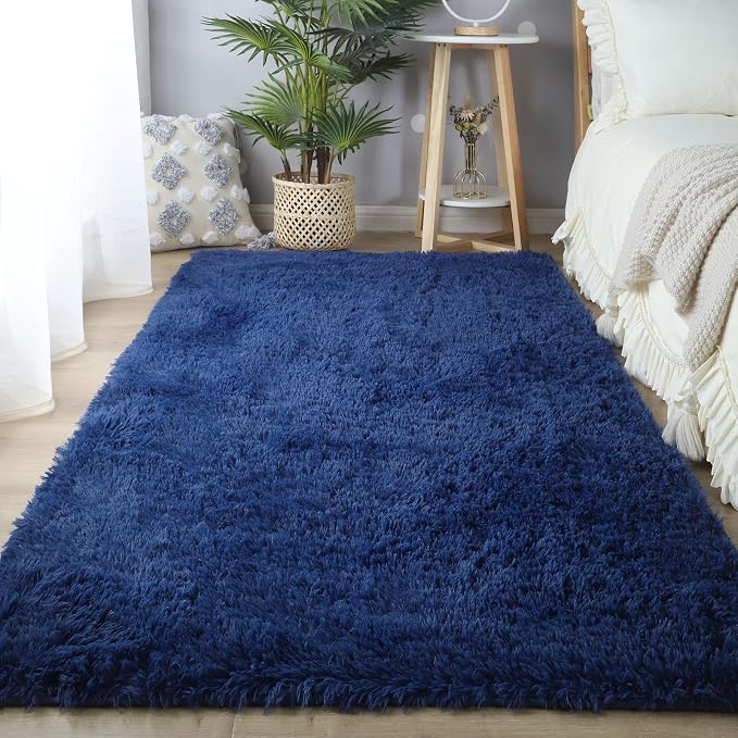 CAIYUECS Blue Shag Area Rug, Indoor Ultra Soft Plush Rugs by CAIYUECS