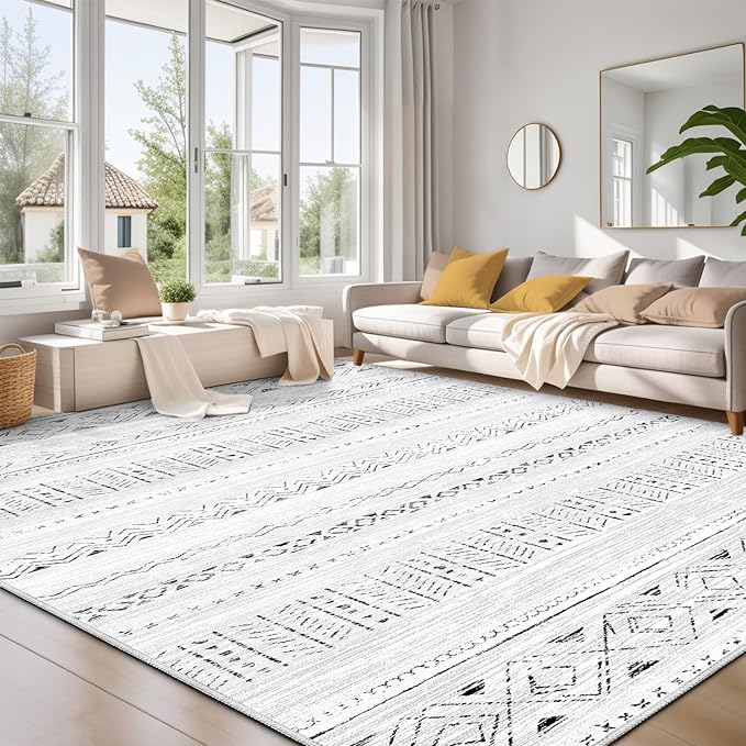 cotiled 9x12 Area Rug Living Room: Washable Boho Rugs by COTILED