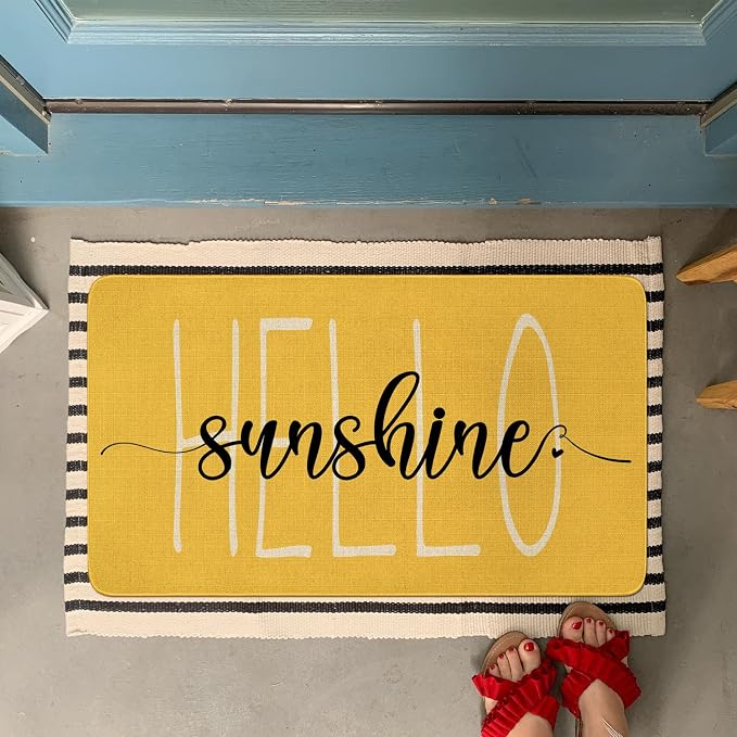 Spring Summer Door Mat, Entryway Front Porch Farmhouse Spring Welcome Door Mat - Image 2